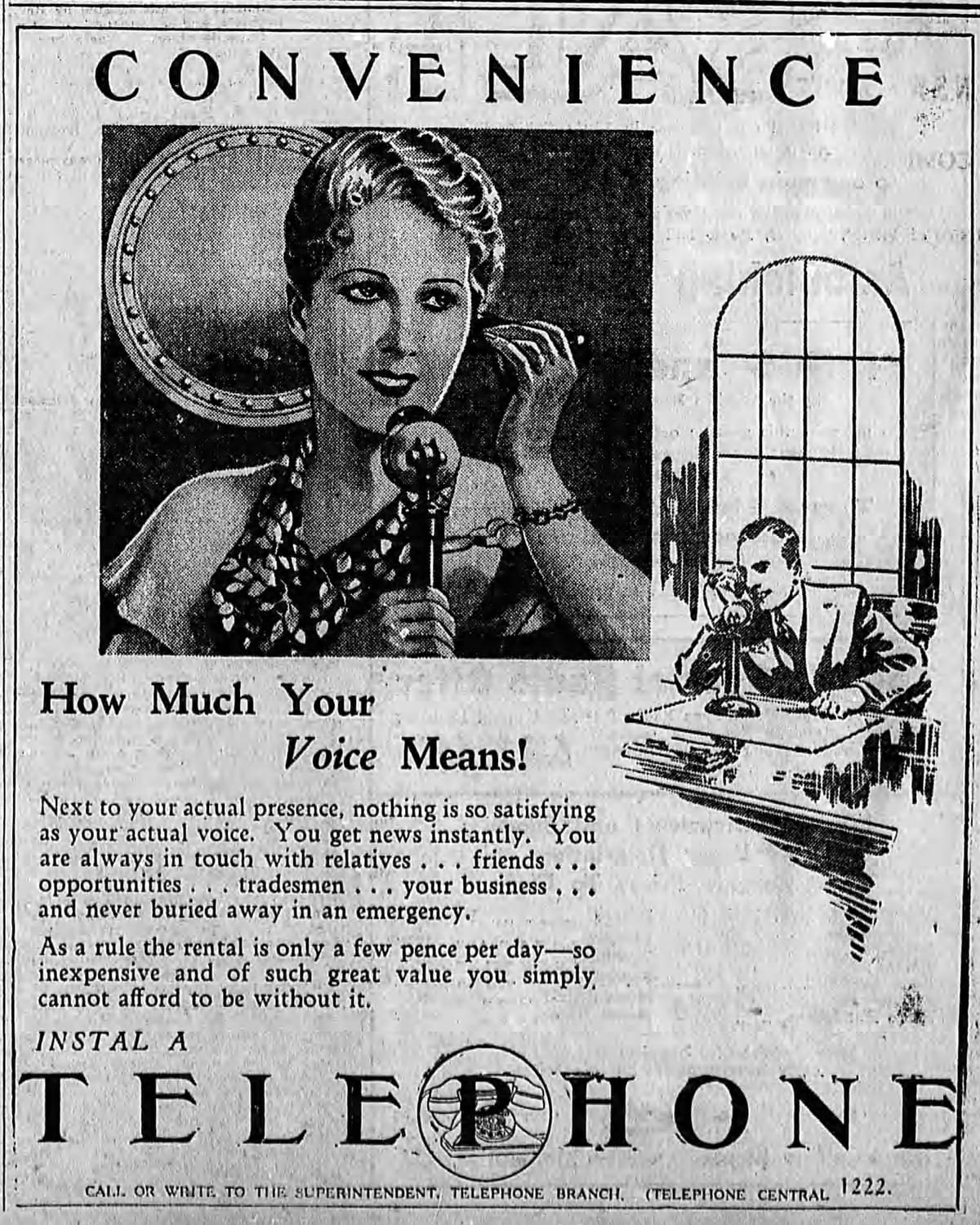Old print telephone ad