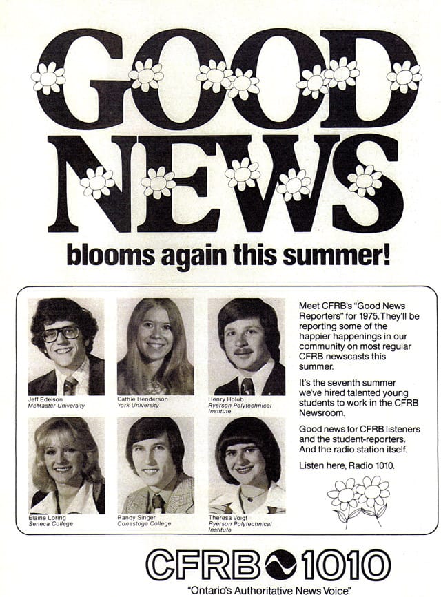 Vintage ad for CFRB Radio reading "Good News Blooms Again This Summer"